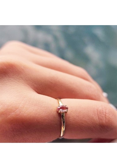 Fasekgold 0.30 Karat Sultanayt Oval Taşlı 14 Ayar Altın Yüzük