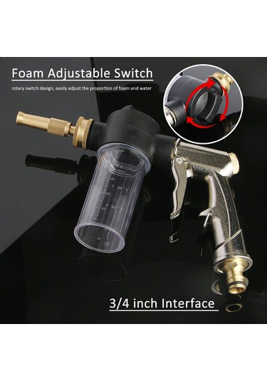 Symbee Yüksek Basınçlı Köpük Makinesi: Ayarlanabilir Pirinç Döner Nozul, Su Tasarrufu, Bahçe Ve Araç Temizliği İçin 3/4 İnç Universal Bağlantı