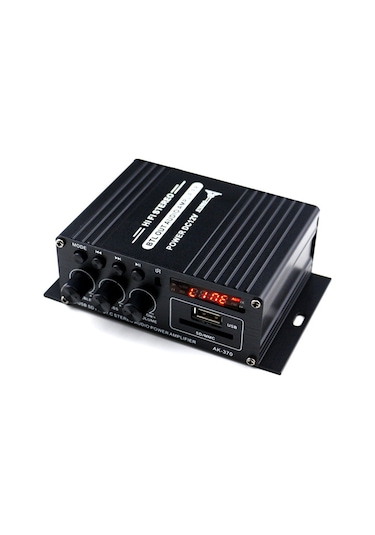 Mufunye Siyah 12v 20wx2 Bluetooth Araç/ev Amfi, Sd/usb Okuyucu, Fm Radyo, Dijital Ekran, 12v 2a-5a Girişi Güç Adaptörü Yok