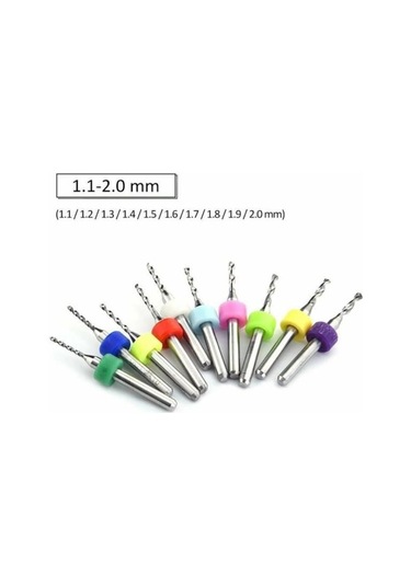 10 Parça 1.1 Mm 2.0 Mm Karbür Delme Mikro Matkap Ucu Tungsten