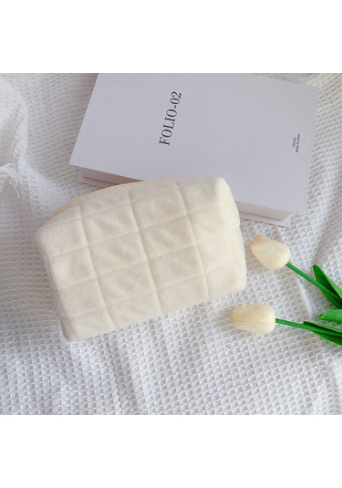 Aubyhe Beyaz Yastık Desenli Portatif Makyaj Çantası - Ins Stilinde Geniş Hacimli, Günlük Kullanım İçin Pratik Saklama Çözümü Çok Renkli