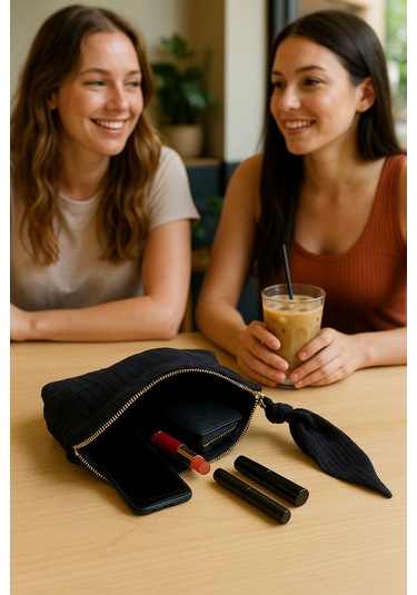 Müslin Dolgulu Doğal Makyaj Çantası Kozmetik Organizeri 20x15 Cm - Ztmcanta