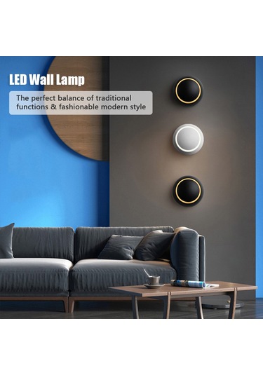 Monyee Led Duvar Lambası Modern Tasarım Siyah Renkli Isınak Işık Yatak Odası Salon Koridor Gece Lambası 5w Diğer