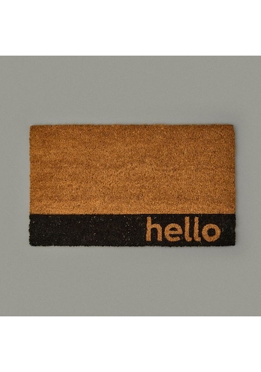 Giz Home Bordürlü Hello Kapı Önü Paspası - Bej - 35x60 Cm Bej