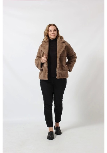 Moda Berray 3260 Vizon Suni Kürk Kısa Kaban Vizon