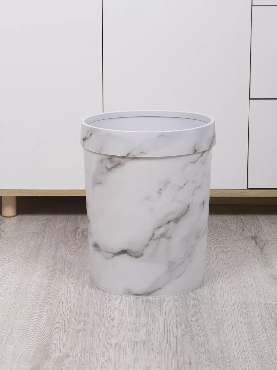 Wallard Mermer Desenli 14 Litrelik Çöp Kovası 229400139 Beyaz
