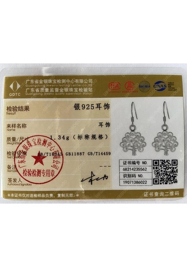 925 Ayar Gümüş Ağaç Damla Küpe Moda Takı