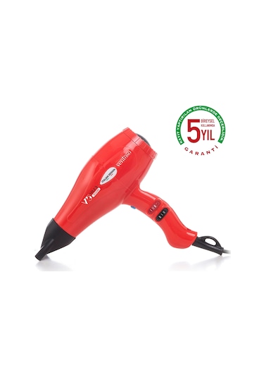 Ventoso V5 Silex5000 2500 W Profesyonel Fön Makinesi Kırmızı Ahşap Fön Fırçalı