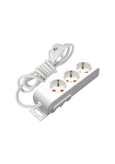 Mutlusan Ri-Tech 3'lü Topraklı Çocuk Korumalı Grup Priz 2 M Beyaz