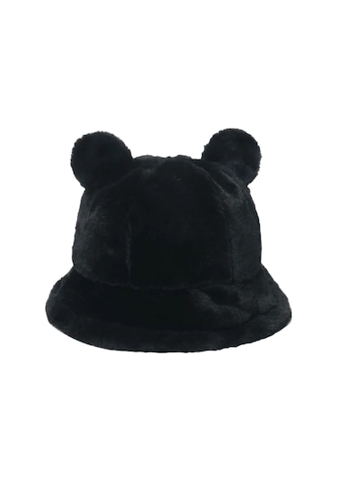 Mood Agenda Sevimli Ayı Kulak Peluş Bucket Şapka Siyah