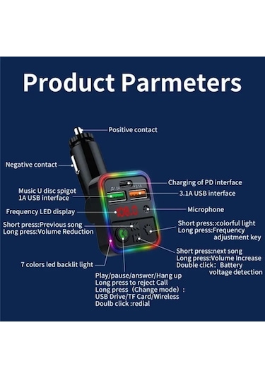 P18 Çift Usb Çakmak Bluetooth Araba Mp3 Müzik Çalar Eller Serbest Arama Araç Ses Cihazı