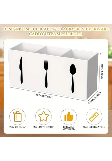 Cordial Ldq 3 Gözlü Plastik Çatal Kaşık Organizatörü Transparan Mutfak Çekmece Saklama Kutusu Şeffaf