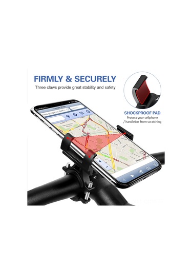 Qingmipy Alüminyum Bisiklet Telefon Tutucu, Üç Tırnaklı Kilitleme, Sağlam Ve Titreme Engeli, Dikey-yatay Ayar, Siyah, 3.0-6.8 İnç Telefon Uyumlu
