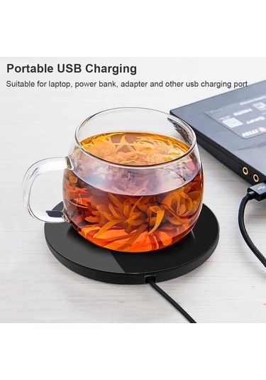 Ulzyvf Createtech Usb Siyah Pedi Kahve Isıtıcı, Gri Fincanı Elektrikli Ambition - Ox, Taşınabilir Masada Kullanım İçin Pratik - Siyah Gri - Siyah