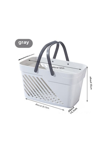 Teltree Büyük Kapasiteli Plastik Banyo Organizer: Yüksek Kalın Kare Sepet, Su Çıkarma Özelliği, Taşınabilir Kollü, Evcil Gereçleri Düzenle Büyük Gri Diğer