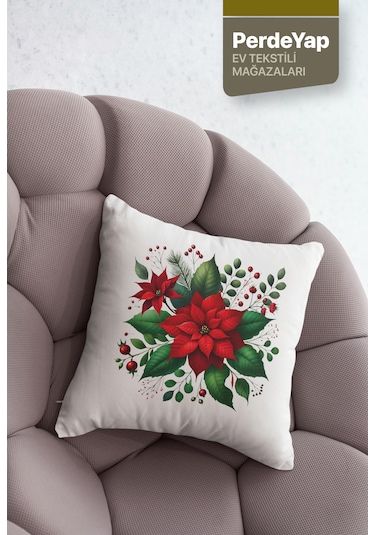 Kırmızı Güller Bahçesi Desenli 4'lü Kırlent Kılıfı