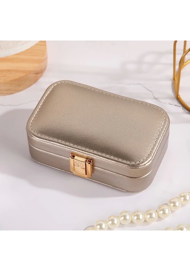 Deri Seyahat Takı Bijuteri Mücevher Kutusu Organizer Düzenleyici 20cm Bronz İthal Ürün