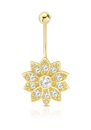 Lilarote Altın Taşlı Çiçek Piercing