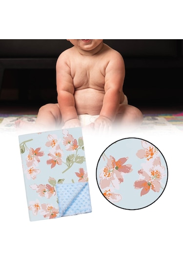 Dolıty Pusetler Için Yumuşak Bebek Battaniye Mavi-çiçek Mavi Çiçek Mavi