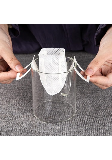 Teltree 50 Adet Taşınabilir Kulplere Asılı Kahve Filtre Çantası - Tek Kullandım Pp Nonwoven - 74x90mm - Ev/ofis/dışarıda Kullanım Beyaz