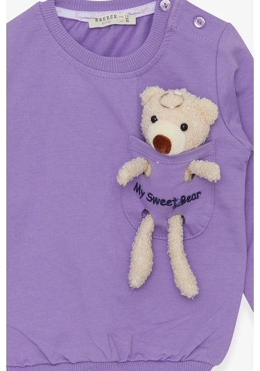 Breeze Kız Çocuk Sweatshirt Ayıcık Aksesuarlı 1.5-5 Yaş, Eflatun (556838414) Çok Renkli