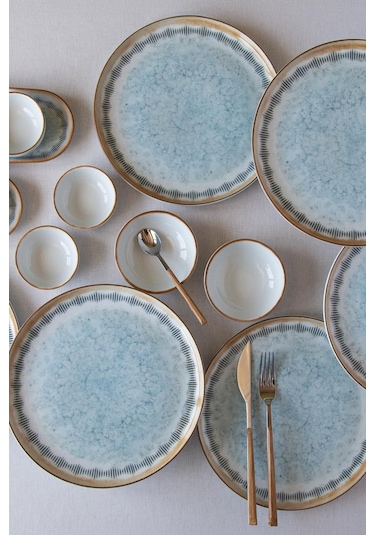 Kütahya Moderna 14 Parça 6 Kişilik Kahvaltı Takımı Seahorse Mavi