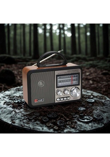 Ns-8897 Orta Boy Retro, Nostaljik, Ahşap Tasarım Bluetooth Hoparlörlü, Şarjlı, Taşınabilir Fm/am Destekli Radyo-441