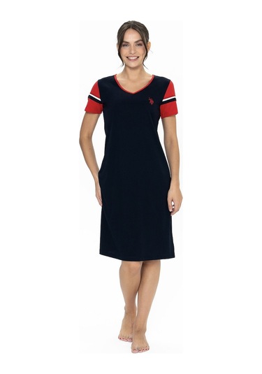 U.s Polo Assn. 20009 Kadın Kısa Kollu V Yaka Rahat Ev Giyim-lacivert Lacivert