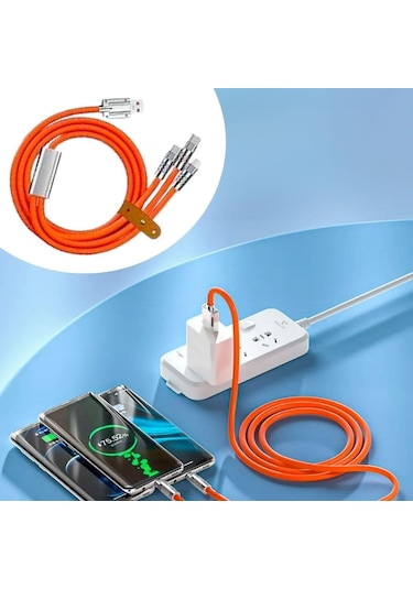Zmc Bilişim 3 Şarj Aleti 1 Arada Çinko Alaşım Hızlı Şarj Kablosu Turuncu