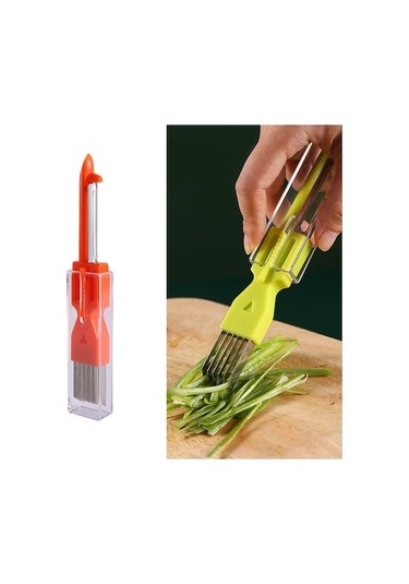 Rogfer Ana Sayfa Mutfak Çok Fonksiyonlu Yeşil Soğan Soyucu Turuncu Yeşil Yeşil