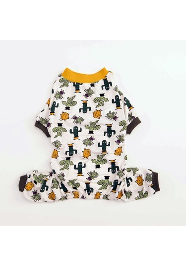 Pettrend Kaktüs Desenli Kedi Köpek Kıyafeti Penye Tulum