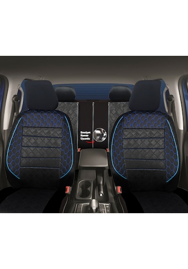 Gof Plus Serisi Universal Oto Koltuk Kılıfı Siyah-Mavi Dikişli