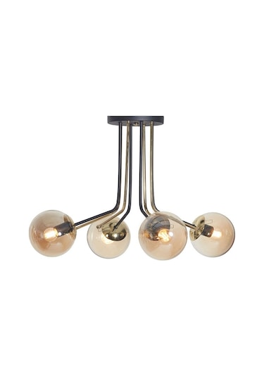 Luzarana Optik 4 Lü Gold-Siyah Metal Gövde Bal Rengi Camlı Tasarım Lü... (483752956) Çok Renkli