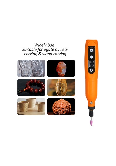 Geeroyoo Kkmoon Şarj Edilebilir Mini El Taşlama Makinesi, 5 Hız Ayarlı Işık Fonksiyonlu Taş Oyma Ve Parlatma Aleti, Portakal Renk