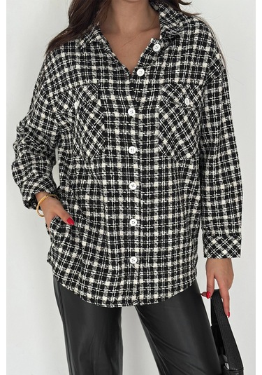 Çift Cepli Oduncu Gömlek Siyah Siyah