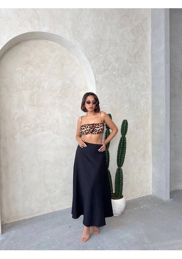 Uzun Astarlı Etek S255043 Siyah