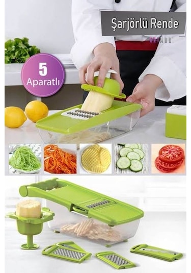 Çok Amaçlı 5 Aparatlı Şarjörlü Rende