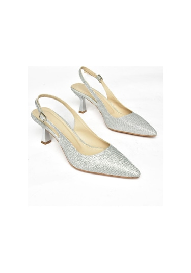 Fox Shoes S518081714 Gümüş Sim Alçak Topuklu Kadın Ayakkabı Gümüş