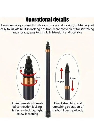 Fastbuy Carbon Fiber Telescopic Selfie Stick 118.11 İnch Insta360 X3 X4 X5 Gopro 11 10 Uyumlu Hafif Monopod