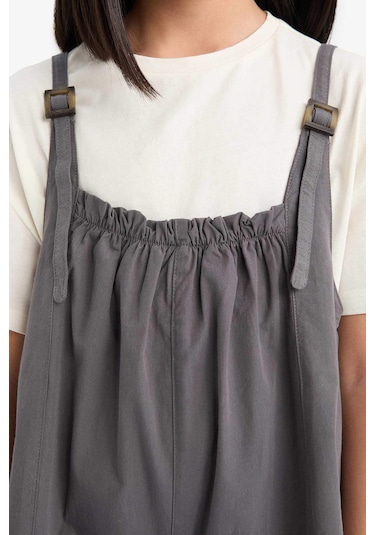 DeFacto Kız Çocuk Askılı Poplin Tulum E2277A825SMAR82 Antrasit DeFacto Kız Çocuk Askılı Poplin Tulum E2277A825SMAR82 Antrasit
