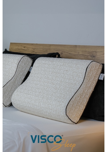 Visco Yastık Ortopedik Yastık Boyun Destekli 60x40x14-12 Cm