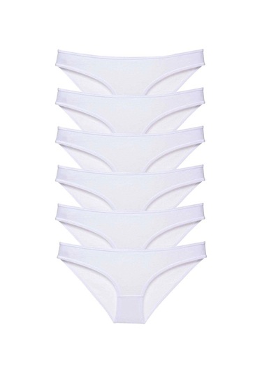 6 Adet Süper Eko Set Likralı Kadın Slip Külot Beyaz Çok Renkli