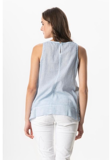 Kolsuz Poplin Zeyno Yazlık Bluz Buz Mavi Bmv Buz Mavi