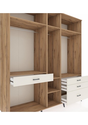 Kronos Dolap 7 Raflı 4 Çekmeceli 3 Askılı 220x59x243 Çam-çam/aytaşı Atlas Çam/aytası