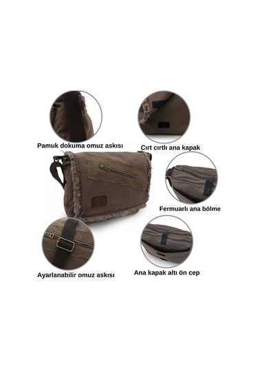 Old Cotton 7136 Kahverengi 14 İnç Laptop Omuz Postacı Çantası Kahve Rengi