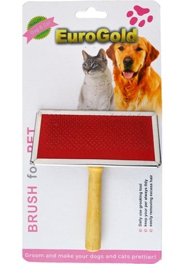 EuroGold Kedi  Köpek Tahta Saplı Fırça L