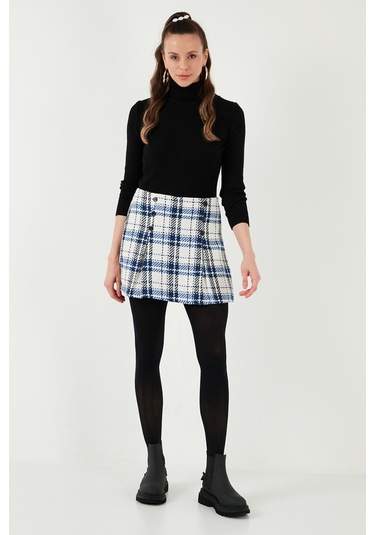 Lela Regular Fit Kışlık Tüvit Mini Bayan Şort Etek 611Et0020 Saks