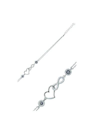 Kalbe Bağlı Sonsuzluk Kadın Gümüş Bileklik Wsb56