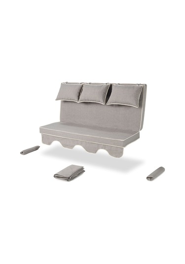 Salıncak Minder Kılıf Takımı 3 Kişilik - Salvia - Kırçıllı Gri