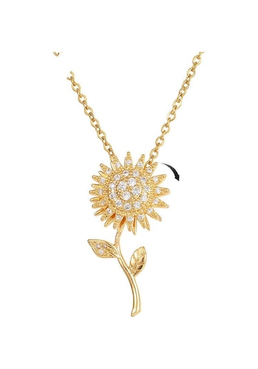 "ayçiçeği Kolye Titanyum Çelik Kolye - Kadınlar İçin Şık Lüks Köprücük Zinciri" Gümüş